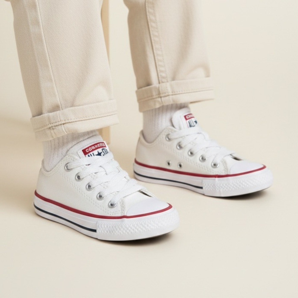 Converse Kids White and Red Sneakers